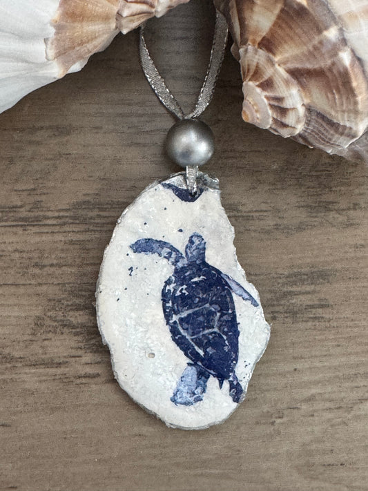 Coastal Christmas Oyster Shell Ornament