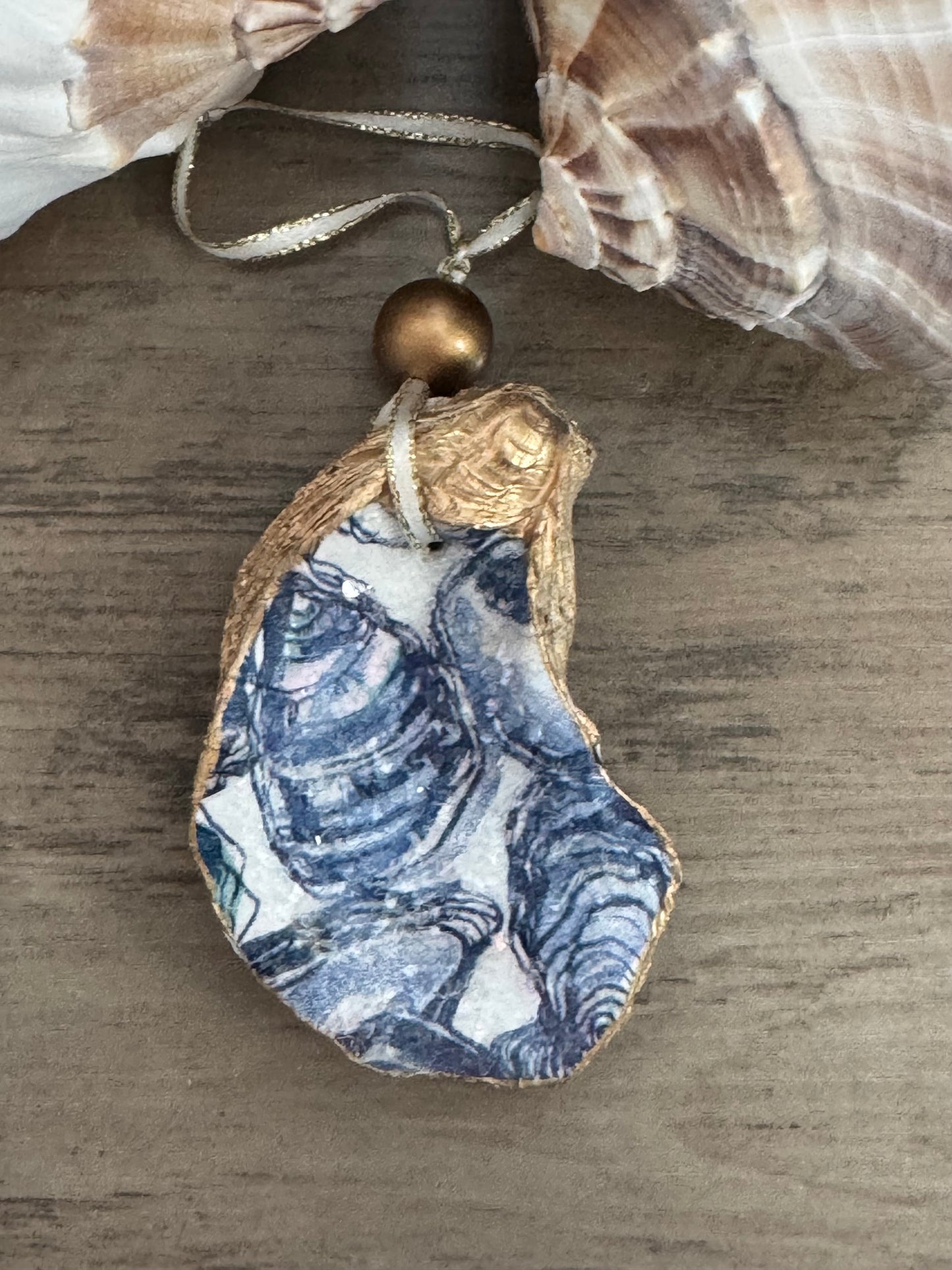 Coastal Christmas Oyster Shell Ornament