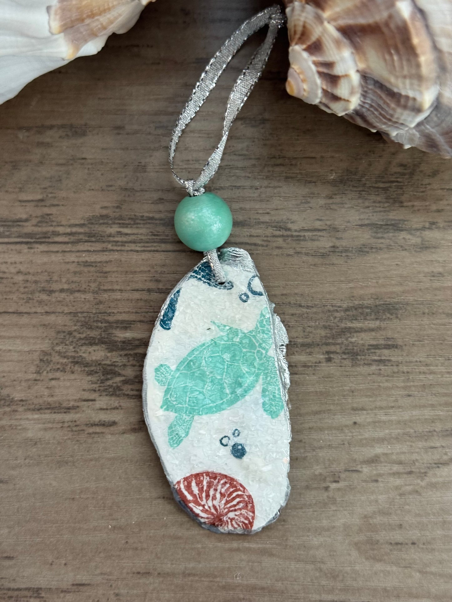 Coastal Christmas Oyster Shell Ornament