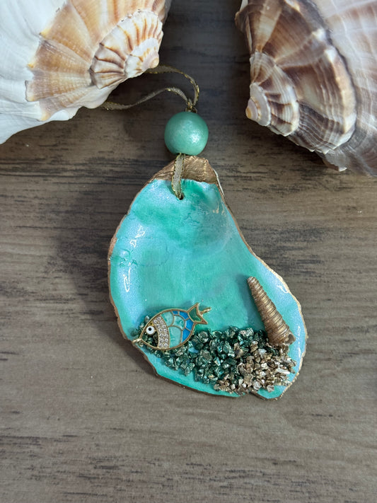 Coastal Christmas Oyster Shell Ornaments