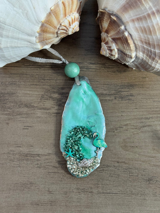 Coastal Christmas Oyster Shell Ornament