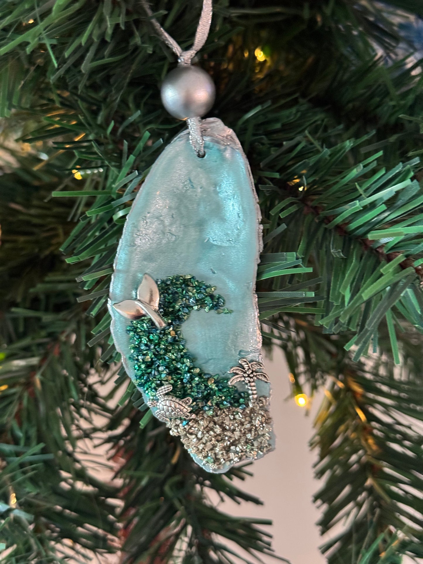 Coastal Christmas Oyster Shell Ornament