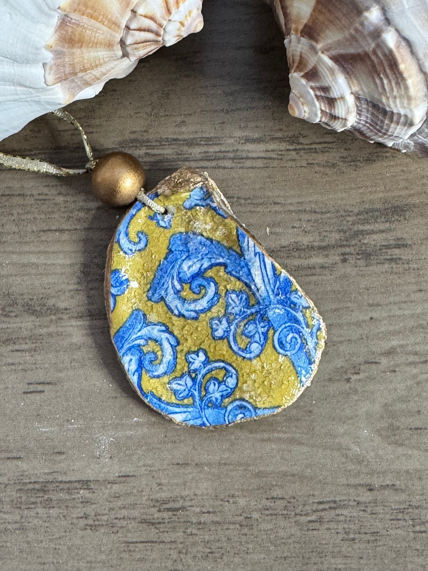 Coastal Christmas Oyster Shell Ornament