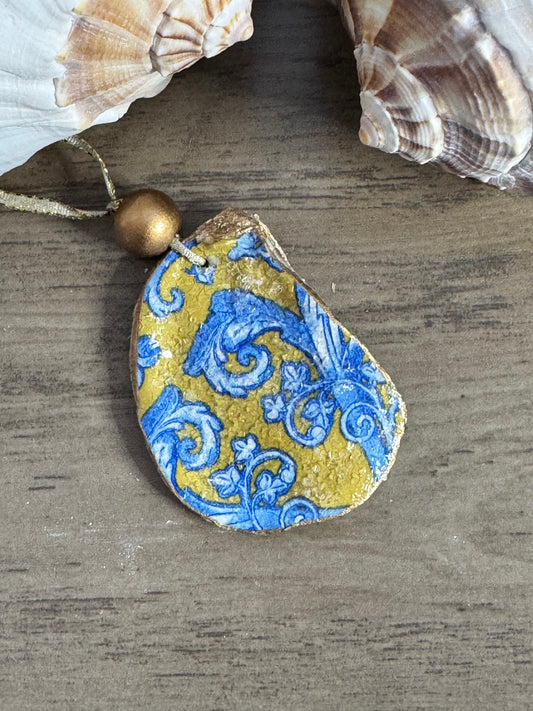 Coastal Christmas Oyster Shell Ornament