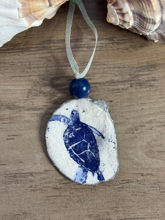 Coastal Christmas Oyster Shell Ornament