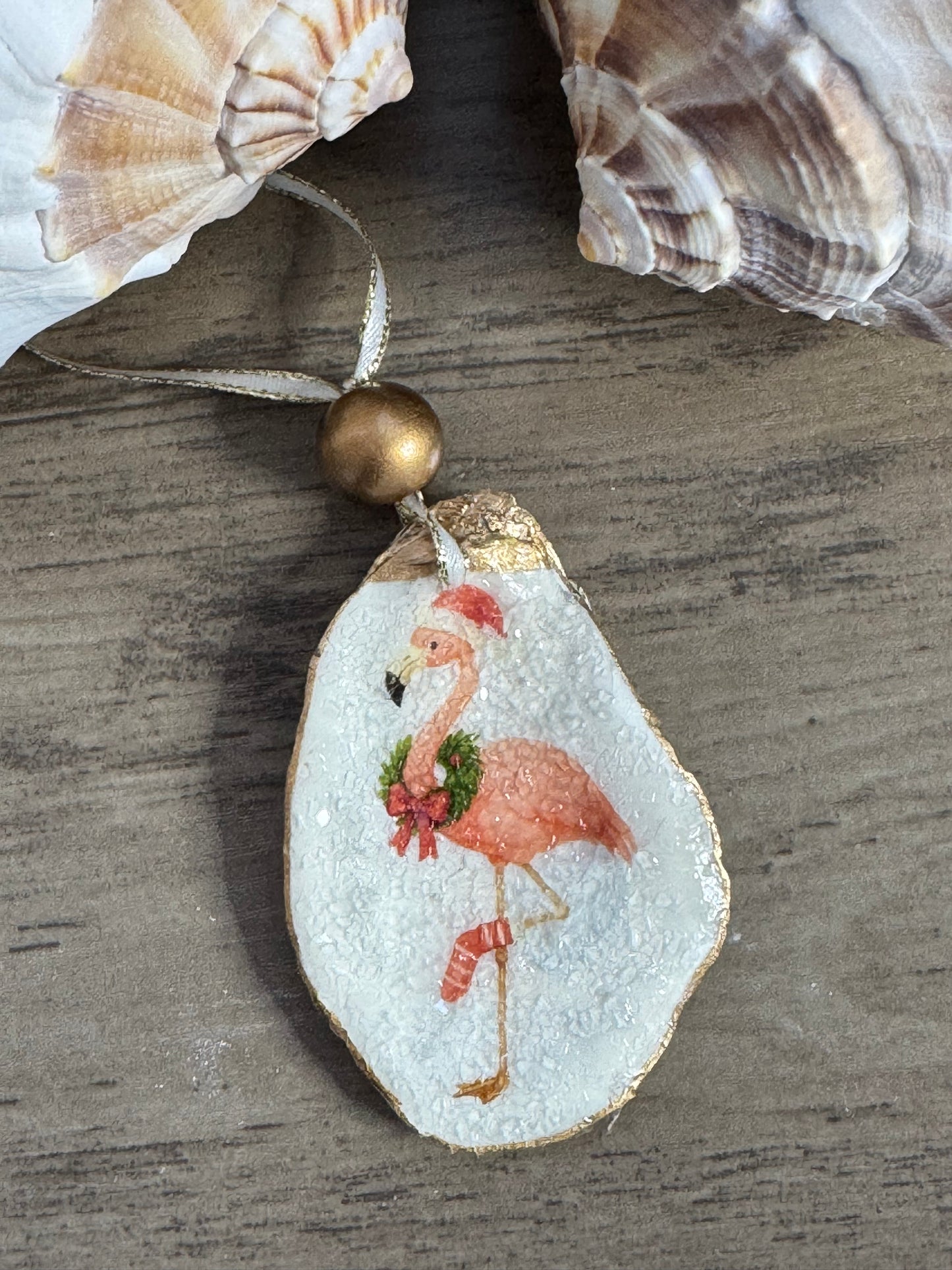 Coastal Christmas Oyster Shell Ornament