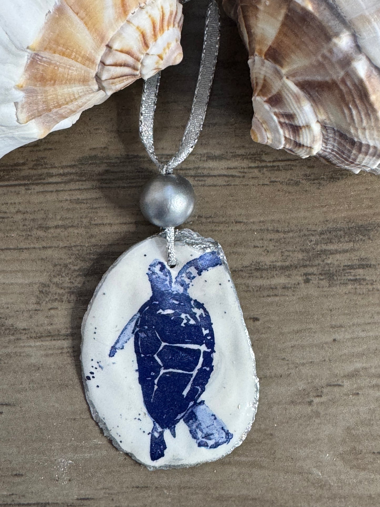 Coastal Christmas Oyster Shell Ornament