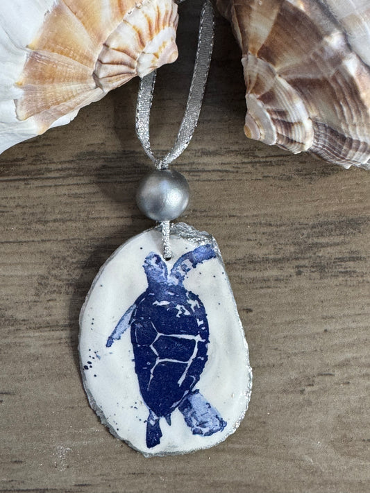 Coastal Christmas Oyster Shell Ornament