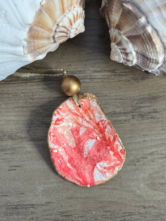 Coastal Christmas Oyster Shell Ornament