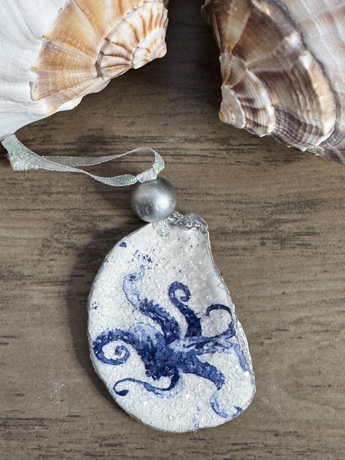 Coastal Christmas Oyster Shell Ornament