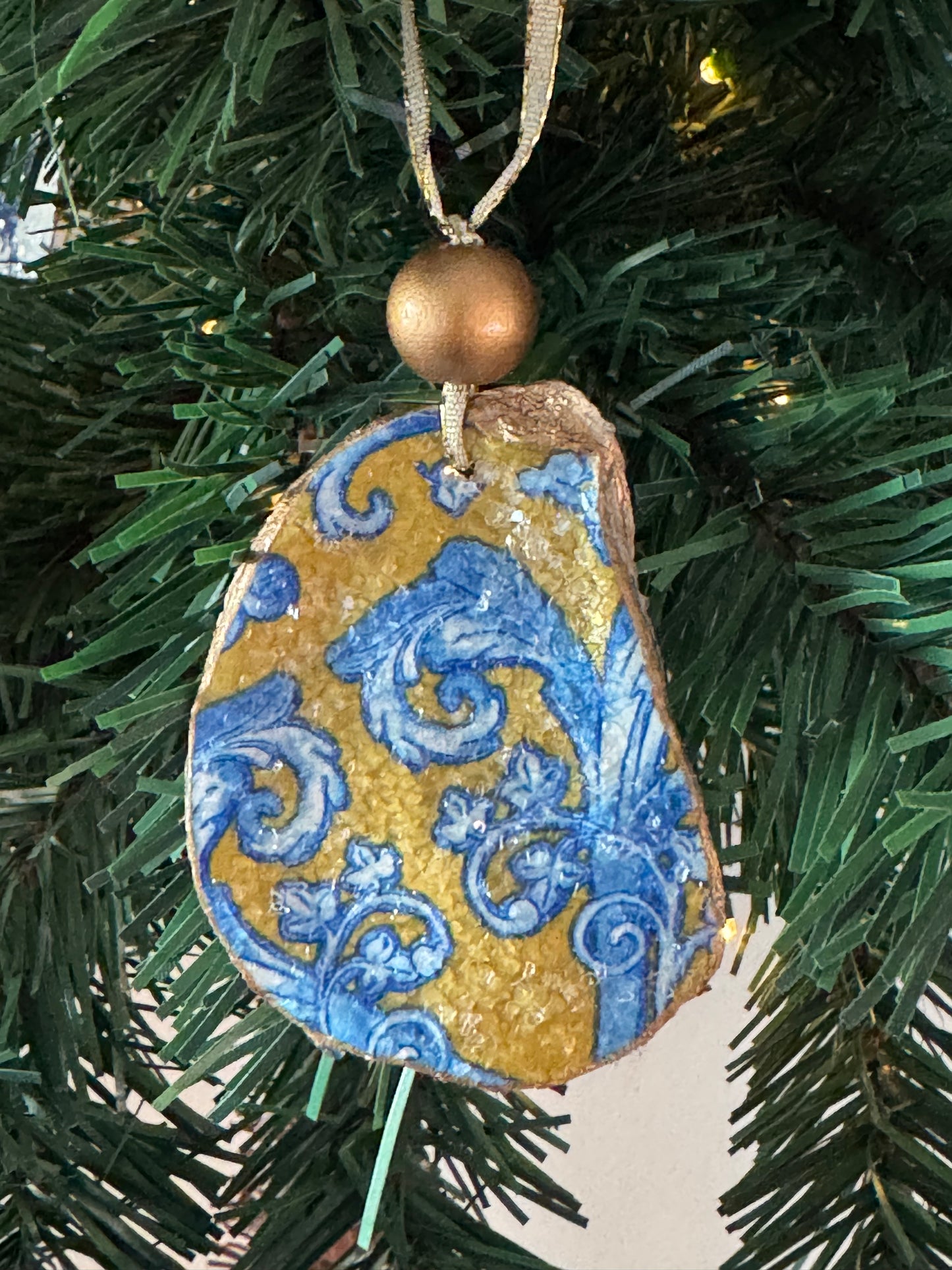 Coastal Christmas Oyster Shell Ornament
