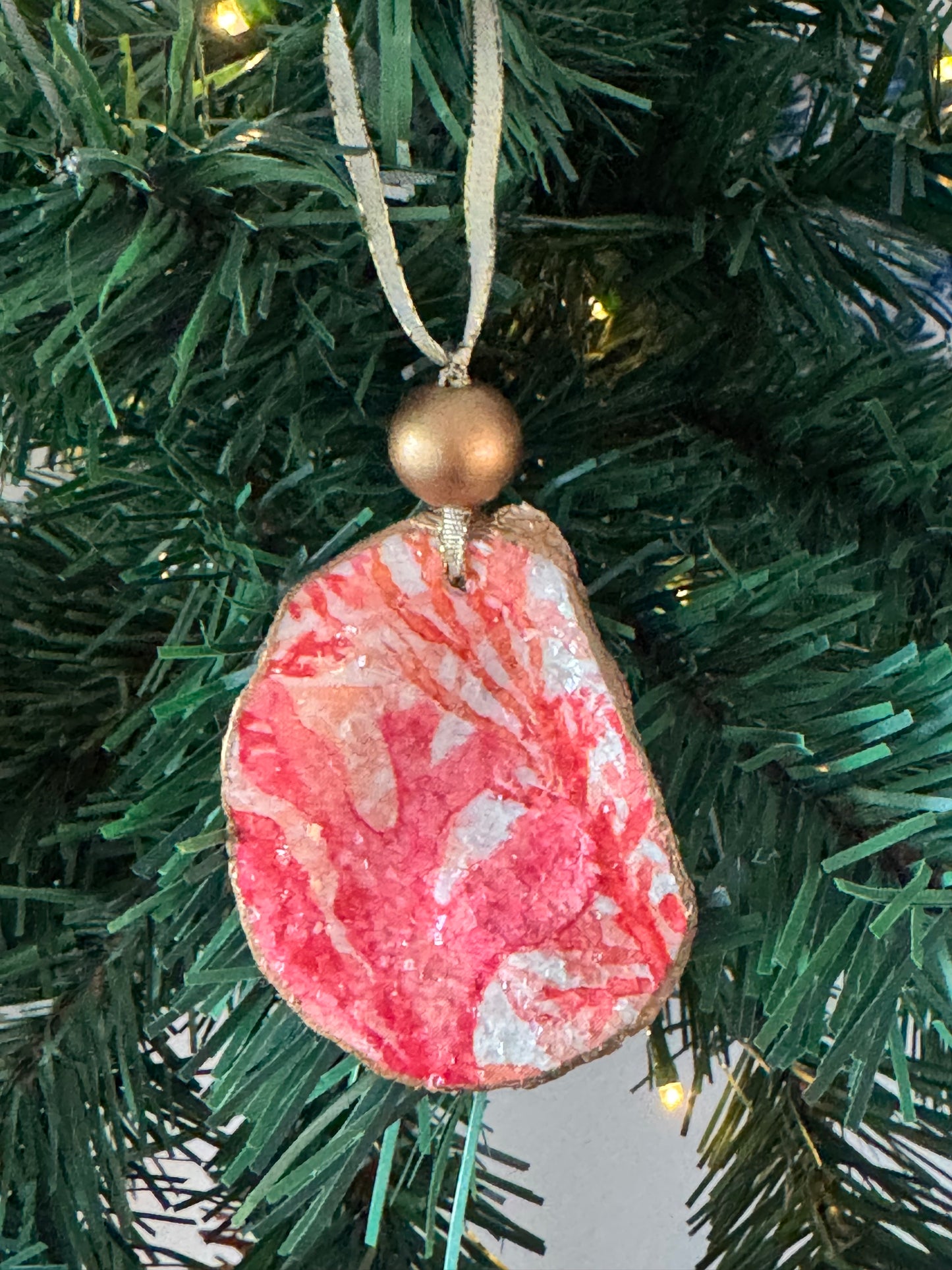 Coastal Christmas Oyster Shell Ornament