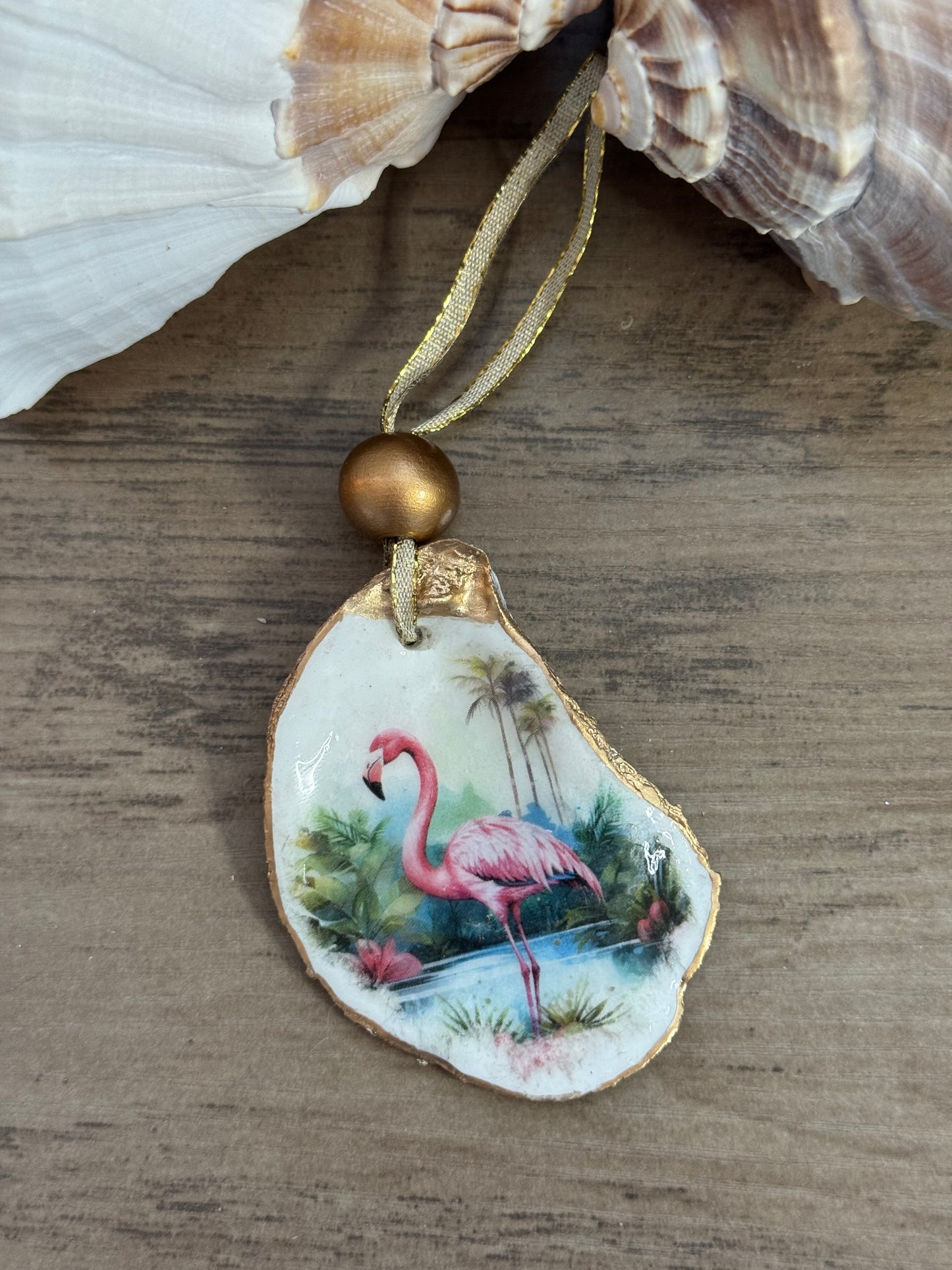 Coastal Christmas Oyster Shell Ornament