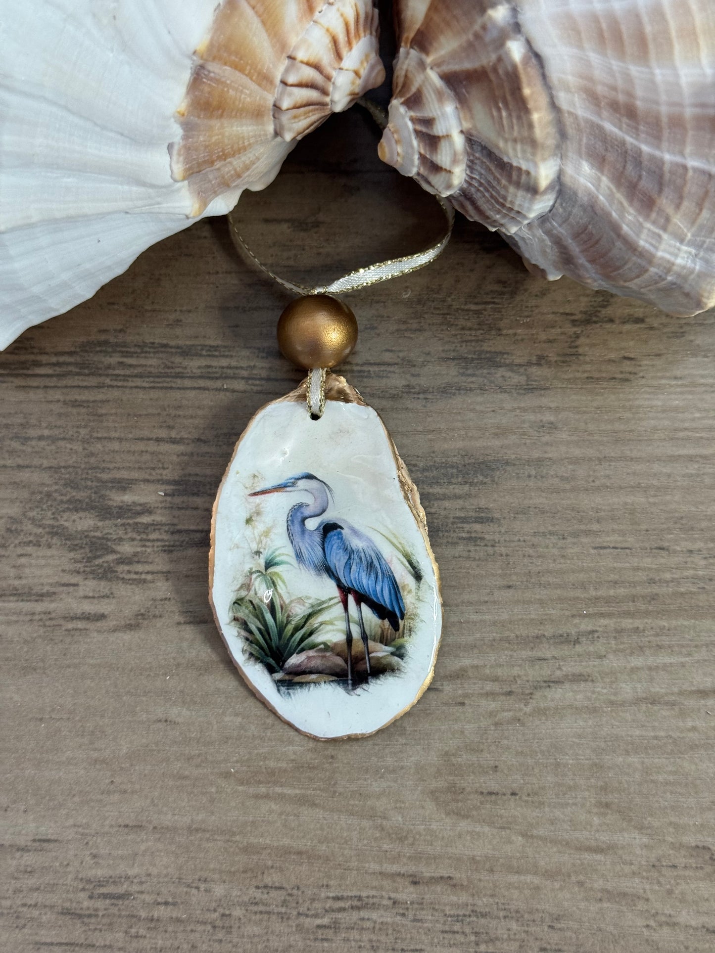 Coastal Christmas Oyster Shell Ornament