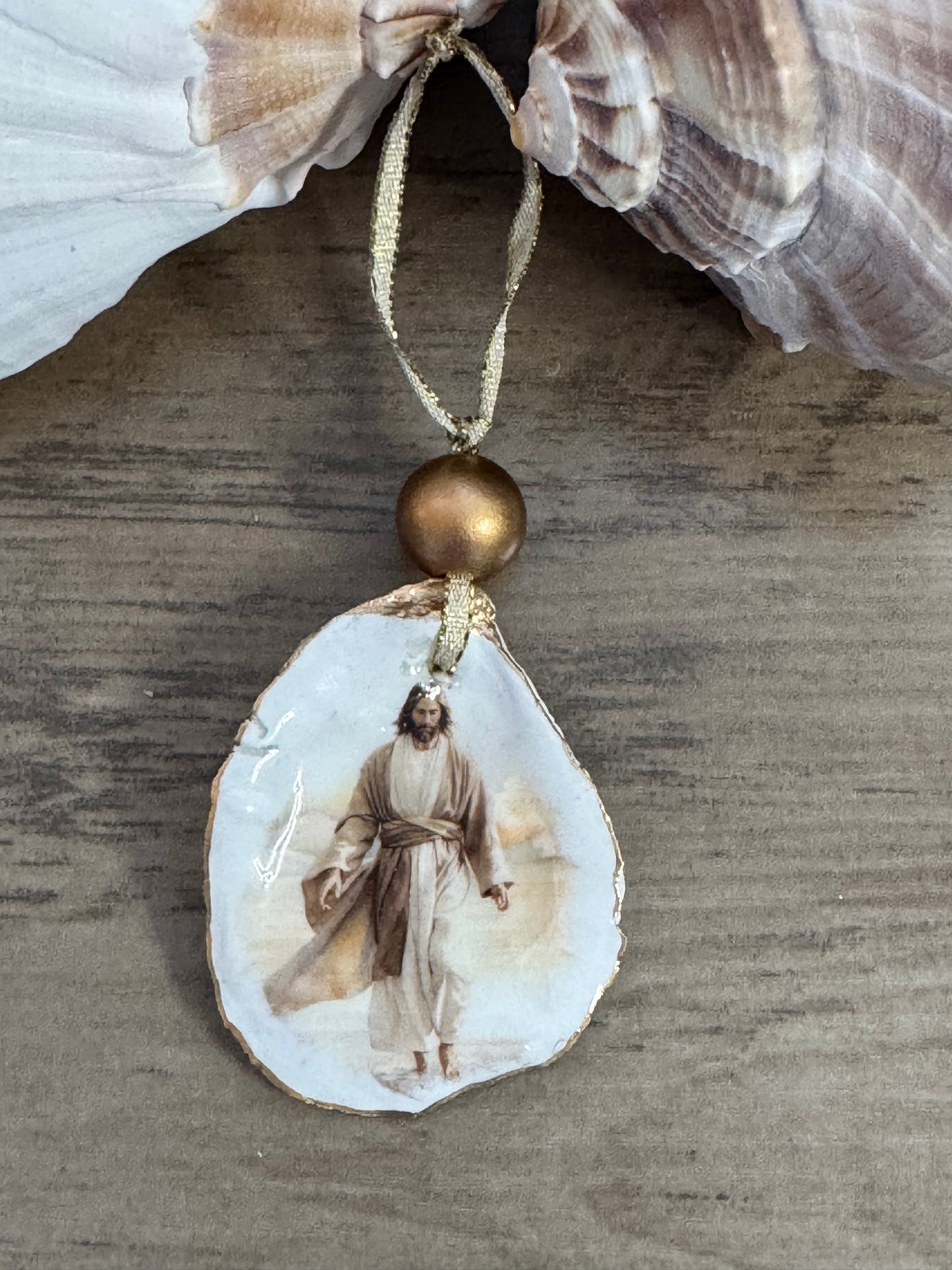 Coastal Christmas Oyster Shell Ornament