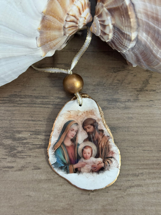 Coastal Christmas Oyster Shell Ornament