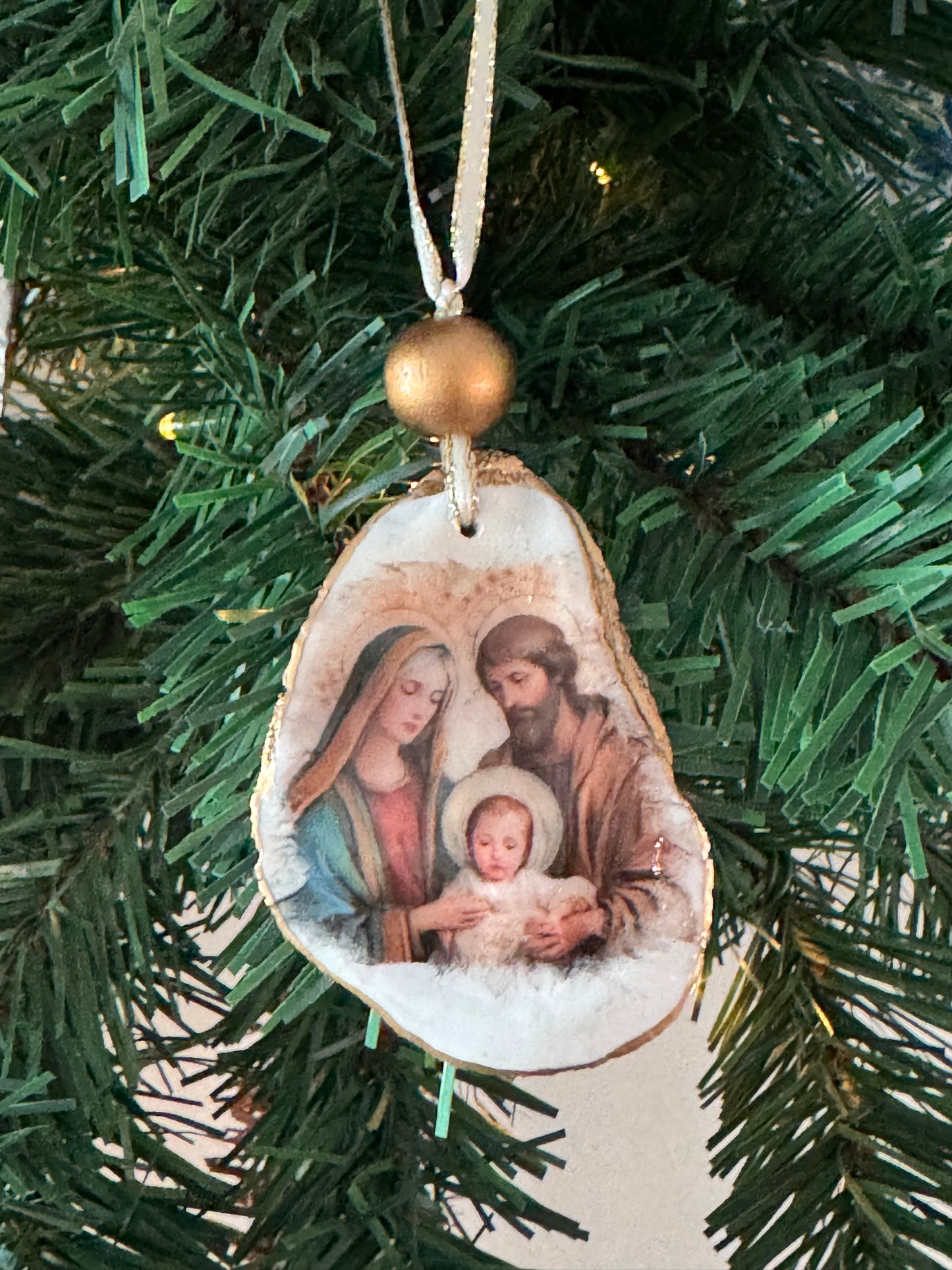 Coastal Christmas Oyster Shell Ornament