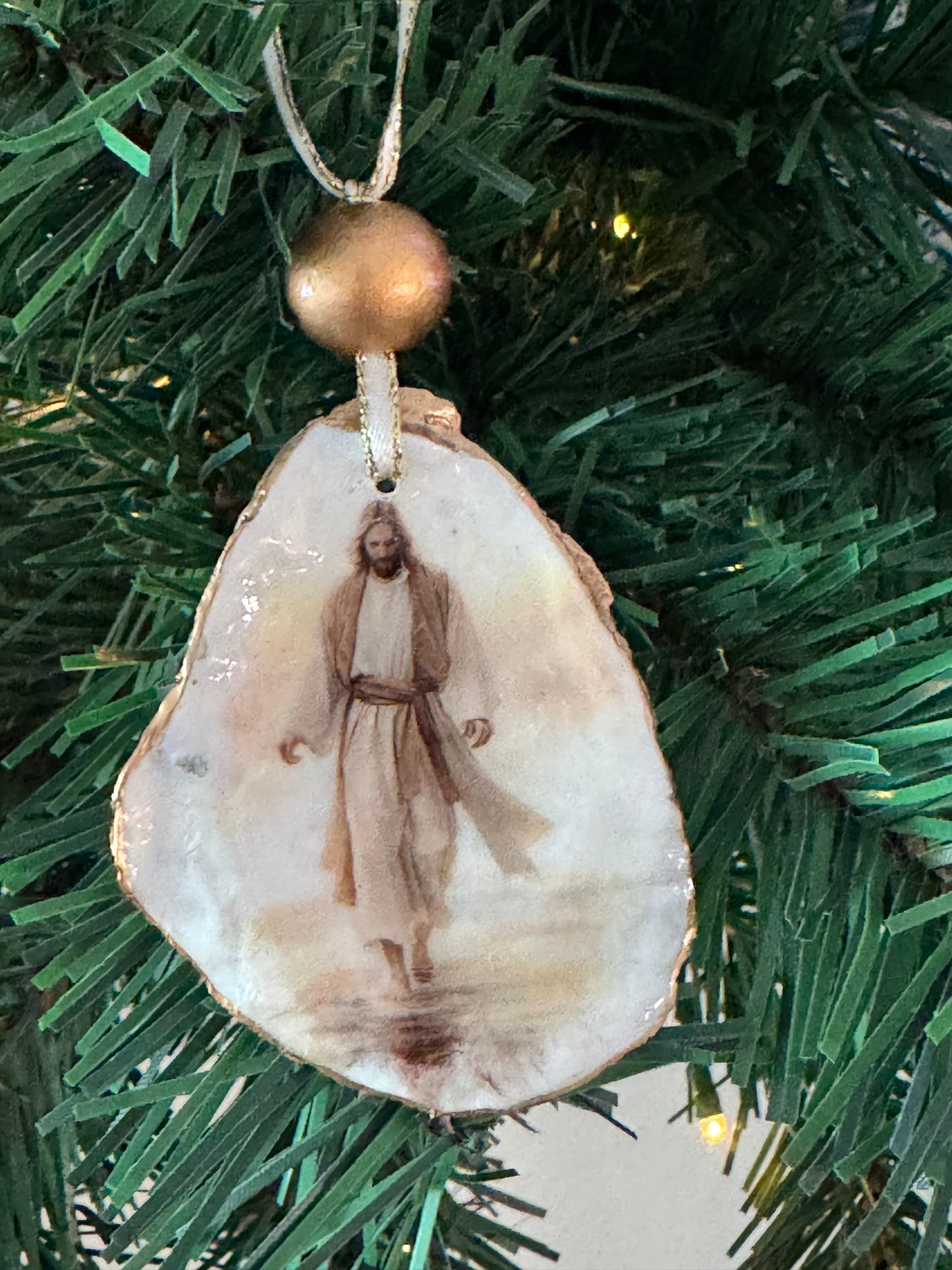 Coastal Christmas Oyster Shell Ornament