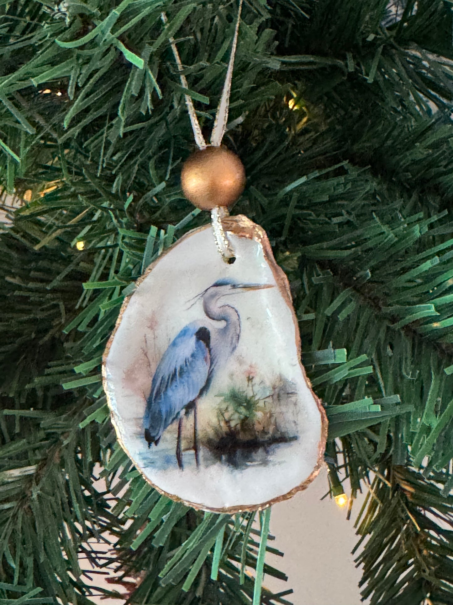 Coastal Christmas Oyster Shell Ornament