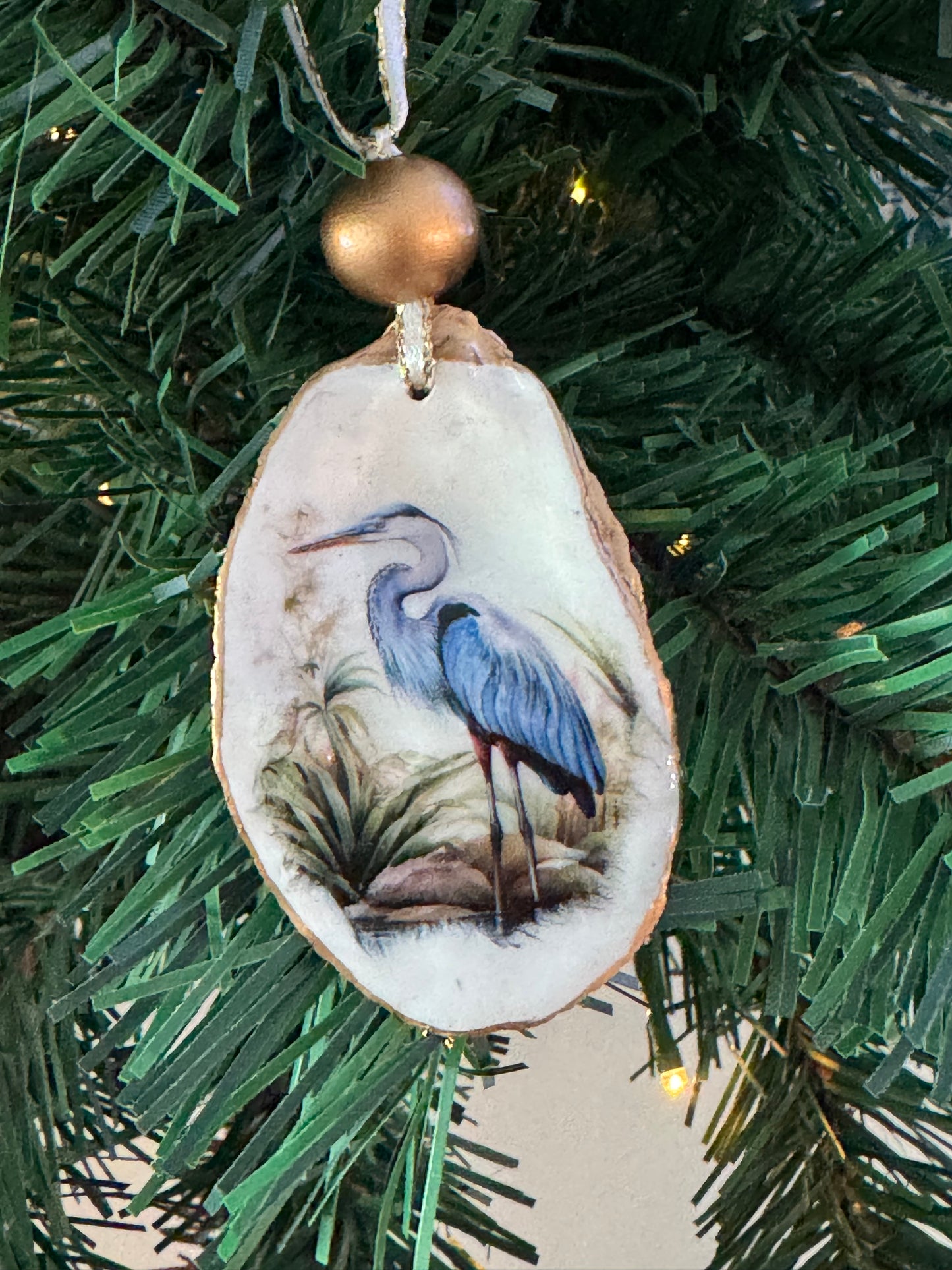Coastal Christmas Oyster Shell Ornament