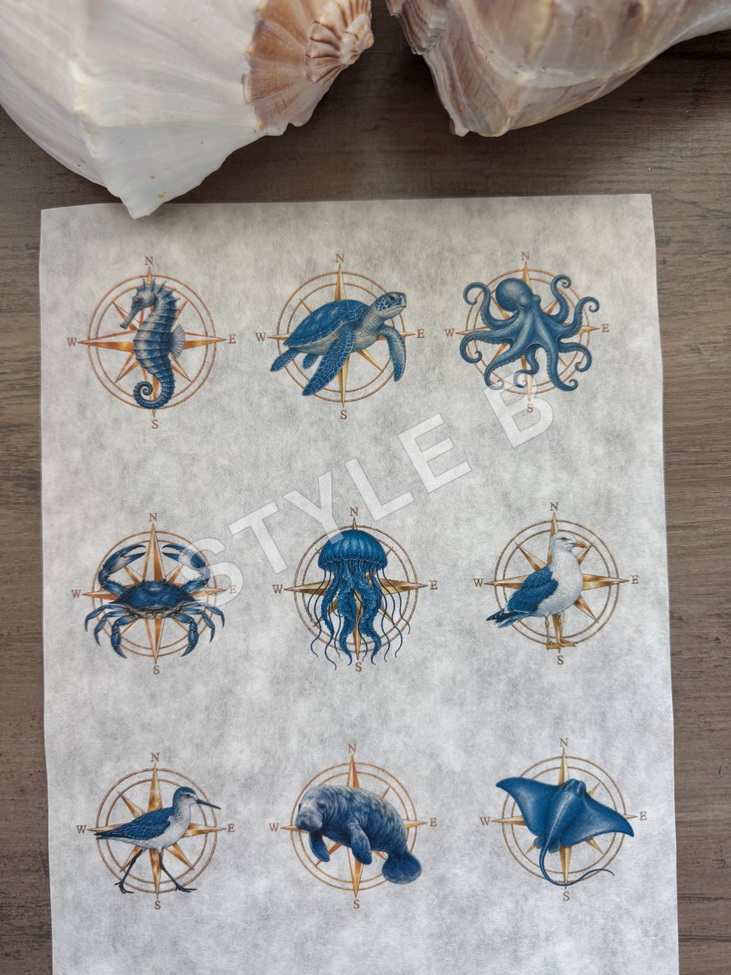 Golden Compass Decoupage Paper