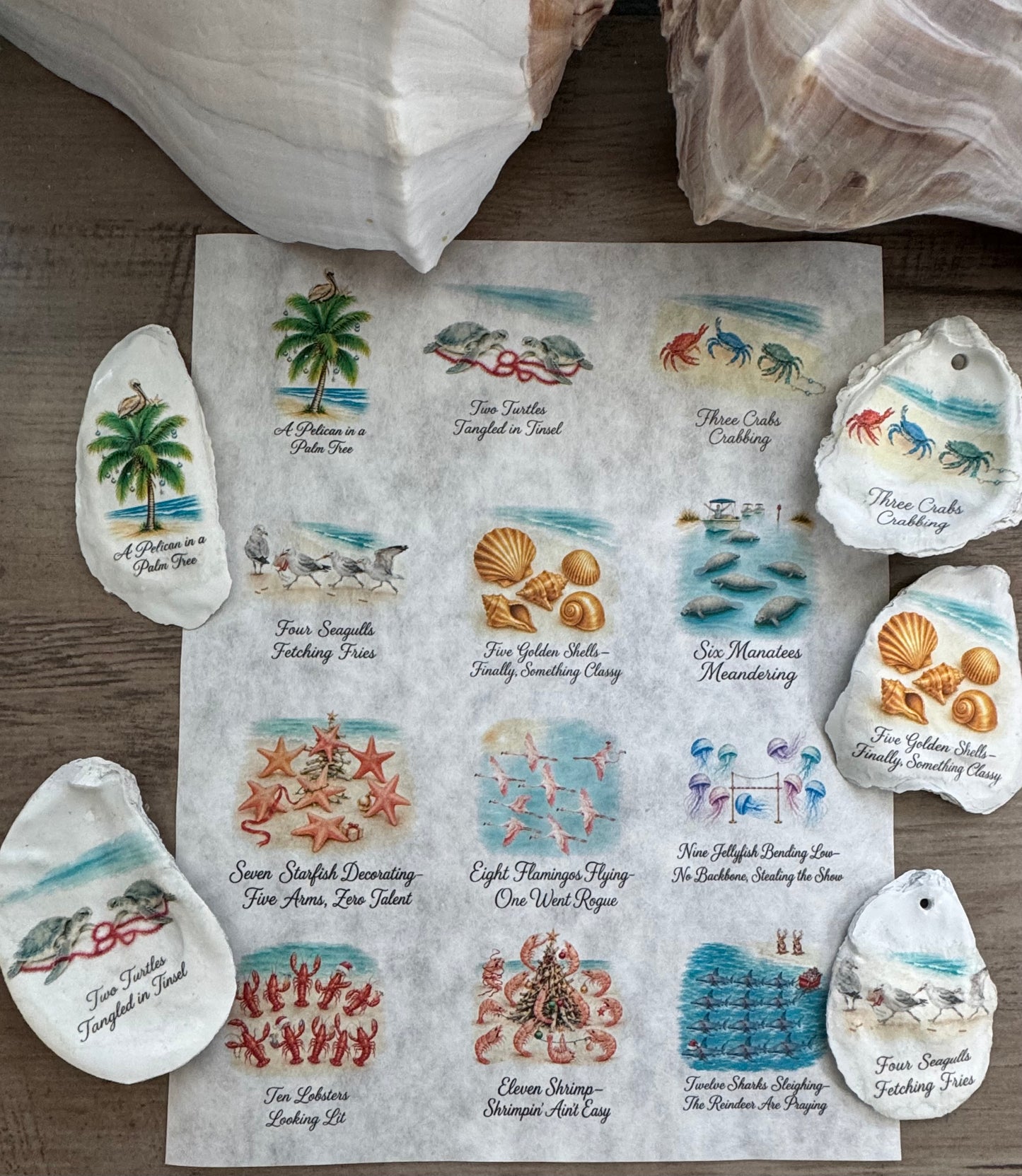 A Very Salty Coastal 12 Days of Christmas Decoupage Rice Paper