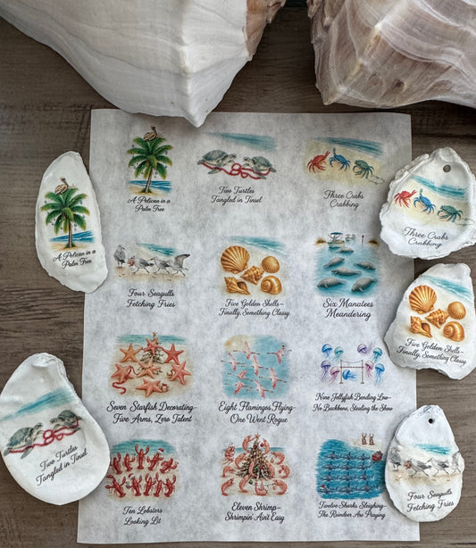 A Very Salty Coastal 12 Days of Christmas Decoupage Rice Paper