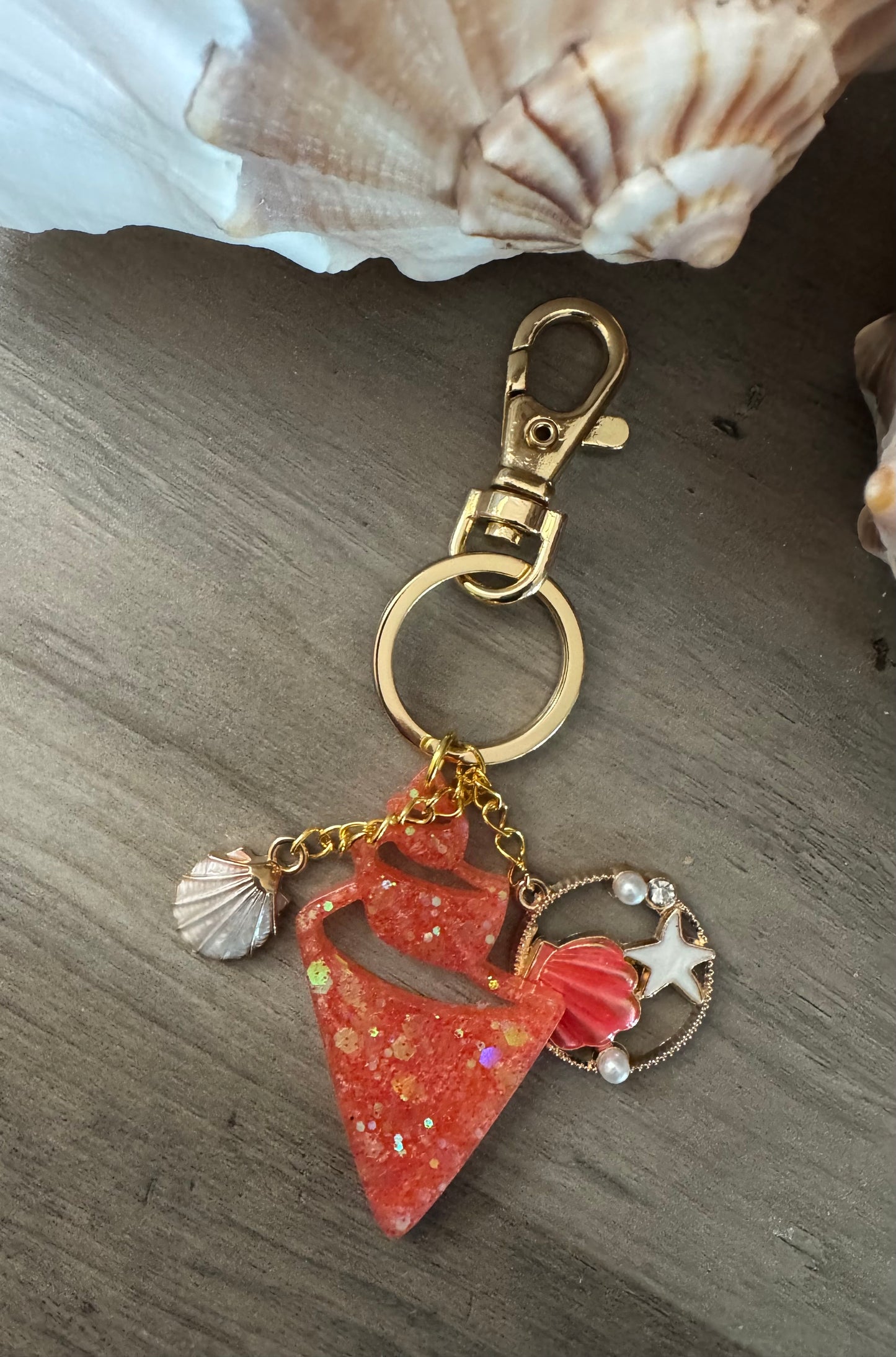 Small Orange Shell Purse/Bag Charm