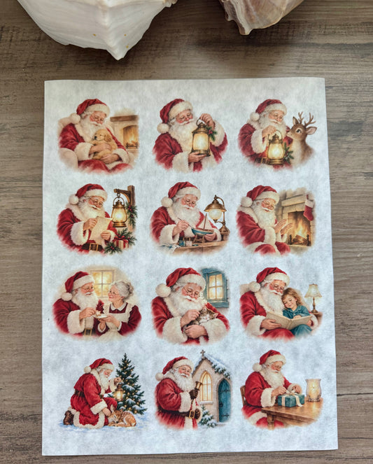 Santa's Christmas Glow Decoupage Rice Paper