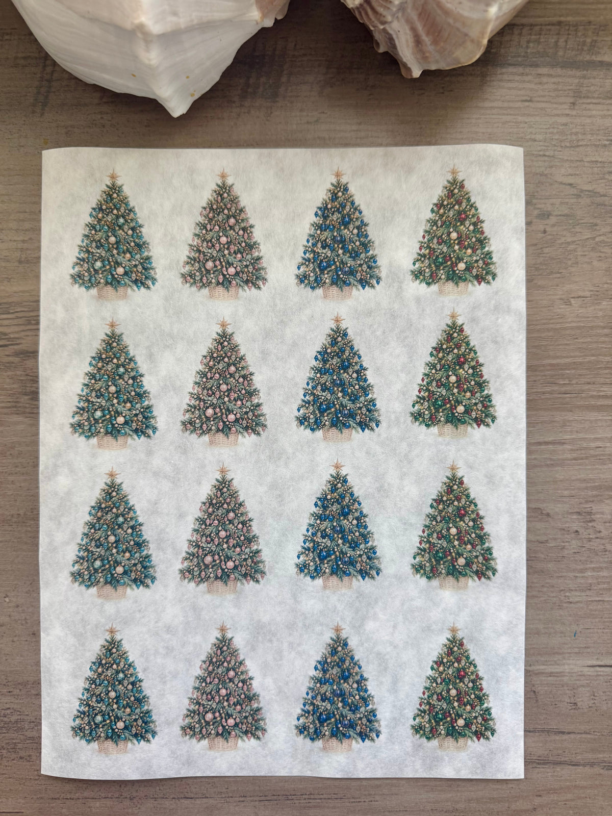 Bejeweled Christmas Tree  Decoupage Rice Paper