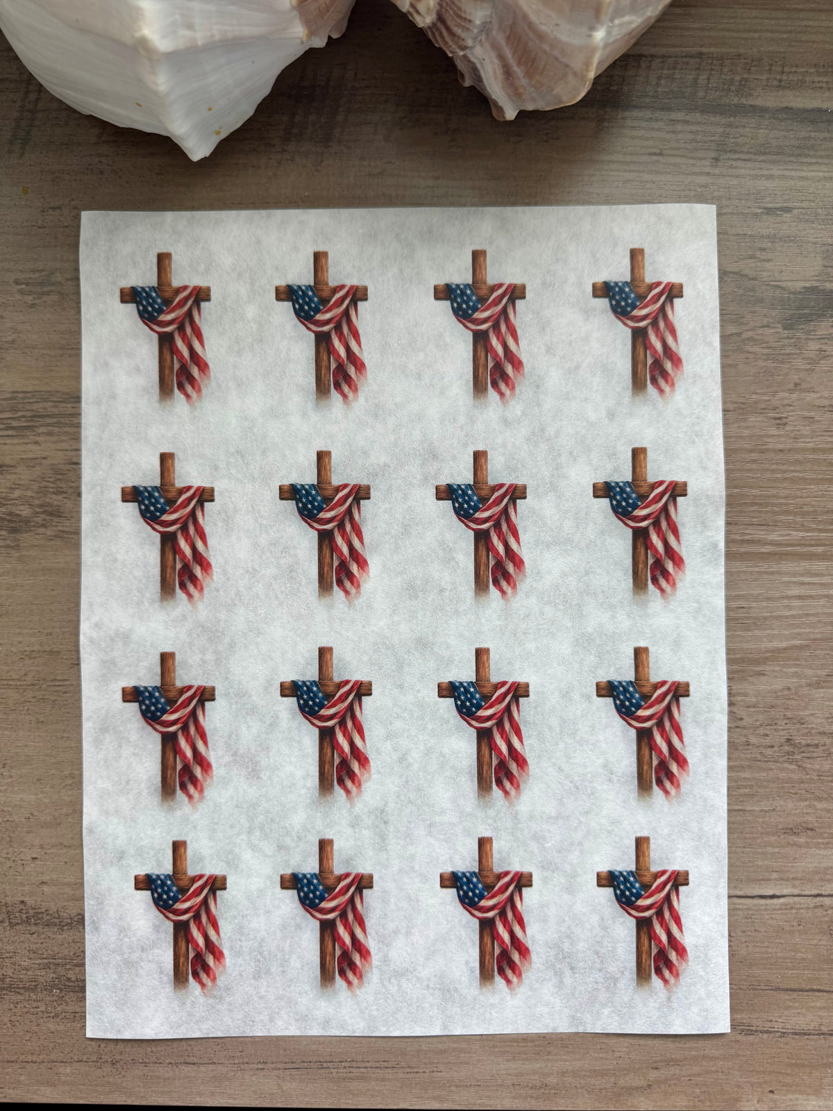 Patriotic Cross Decoupage Rice Paper