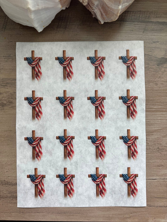 Patriotic Cross Decoupage Rice Paper
