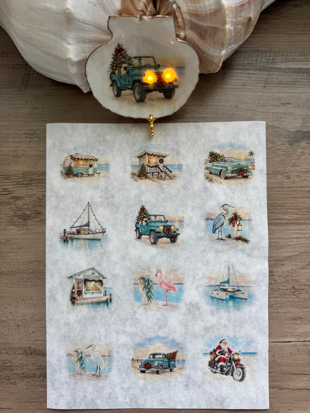 Coastal Christmas Glow Decoupage Paper