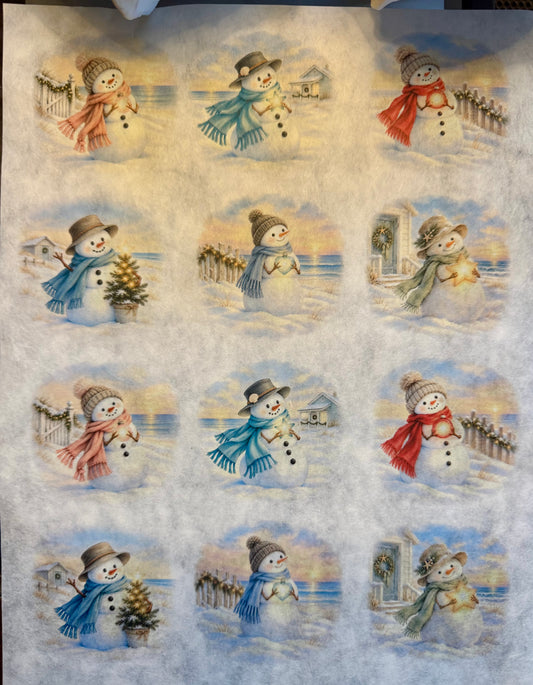 Coastal Glow Snowman Decoupage Paper