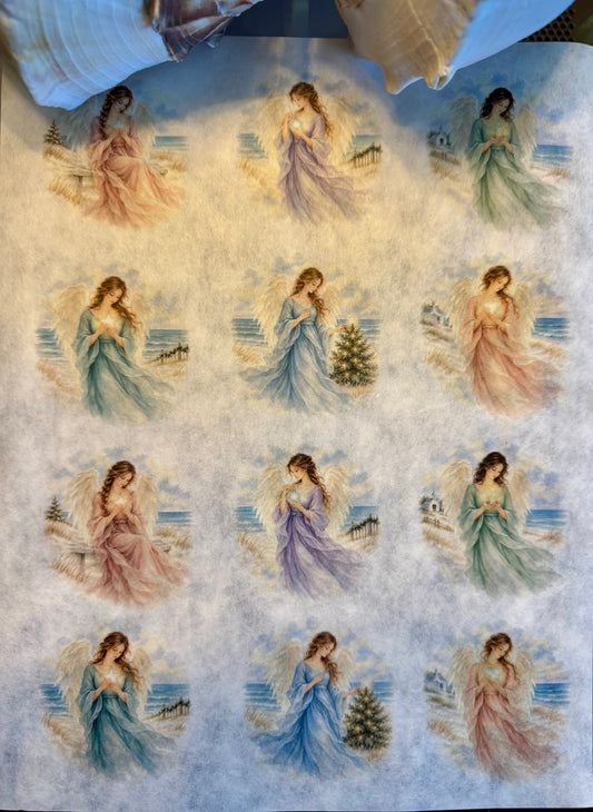 Coastal Angels of Light Decoupage Rice Paper