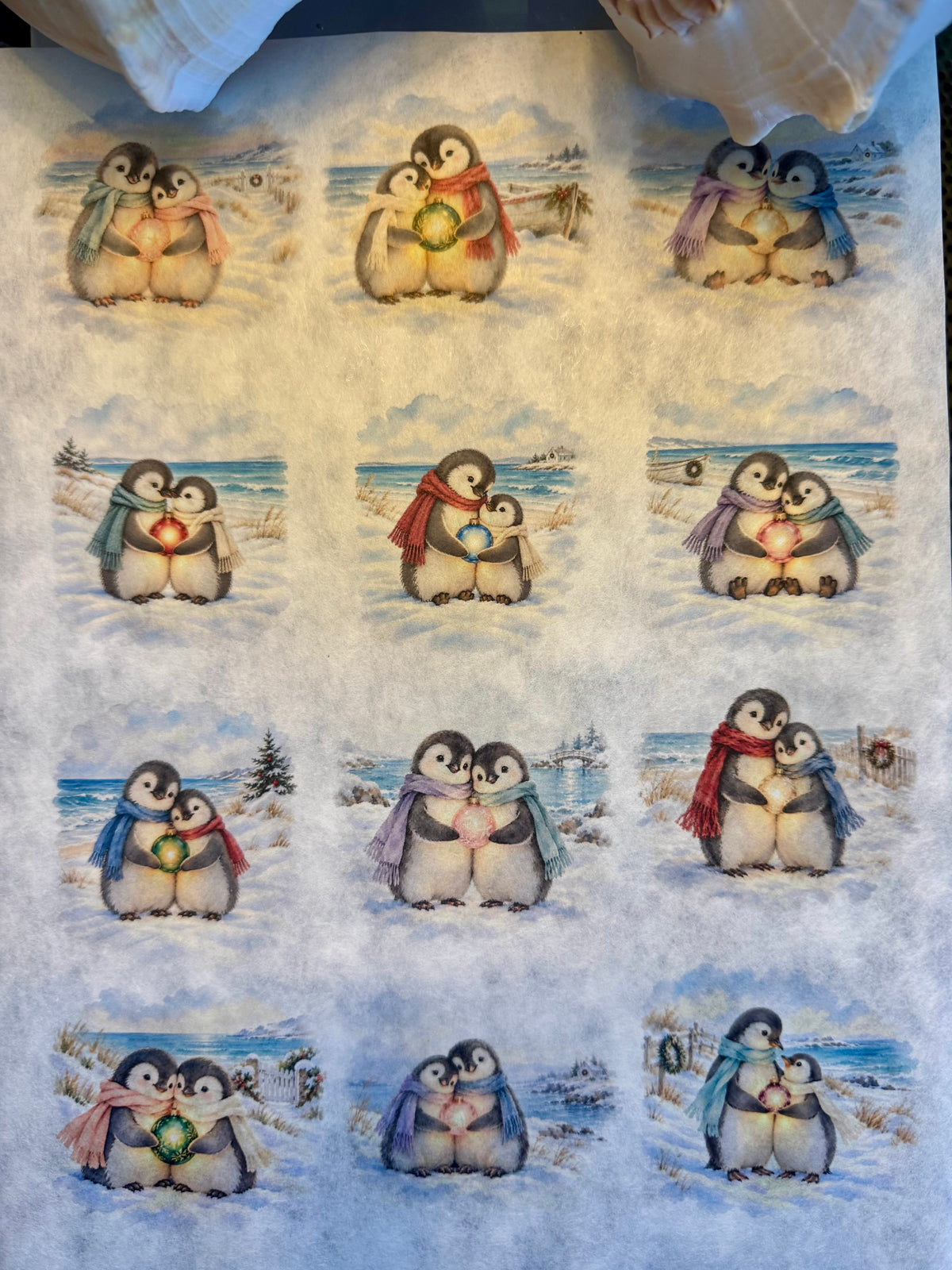 Coastal Christmas Penguin Duo Decoupage Paper