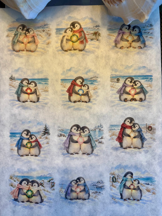 Coastal Christmas Penguin Duo Decoupage Paper