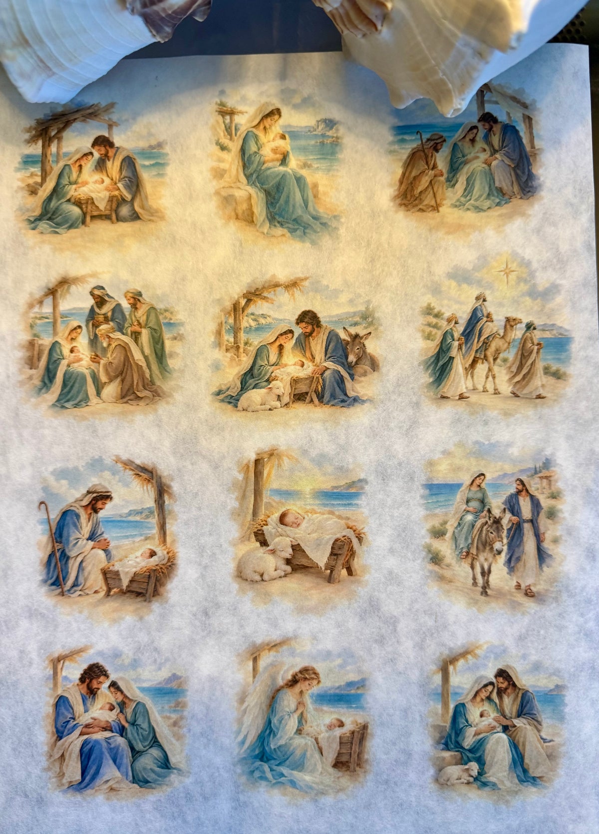 Coastal Nativity Decoupage Rice Paper