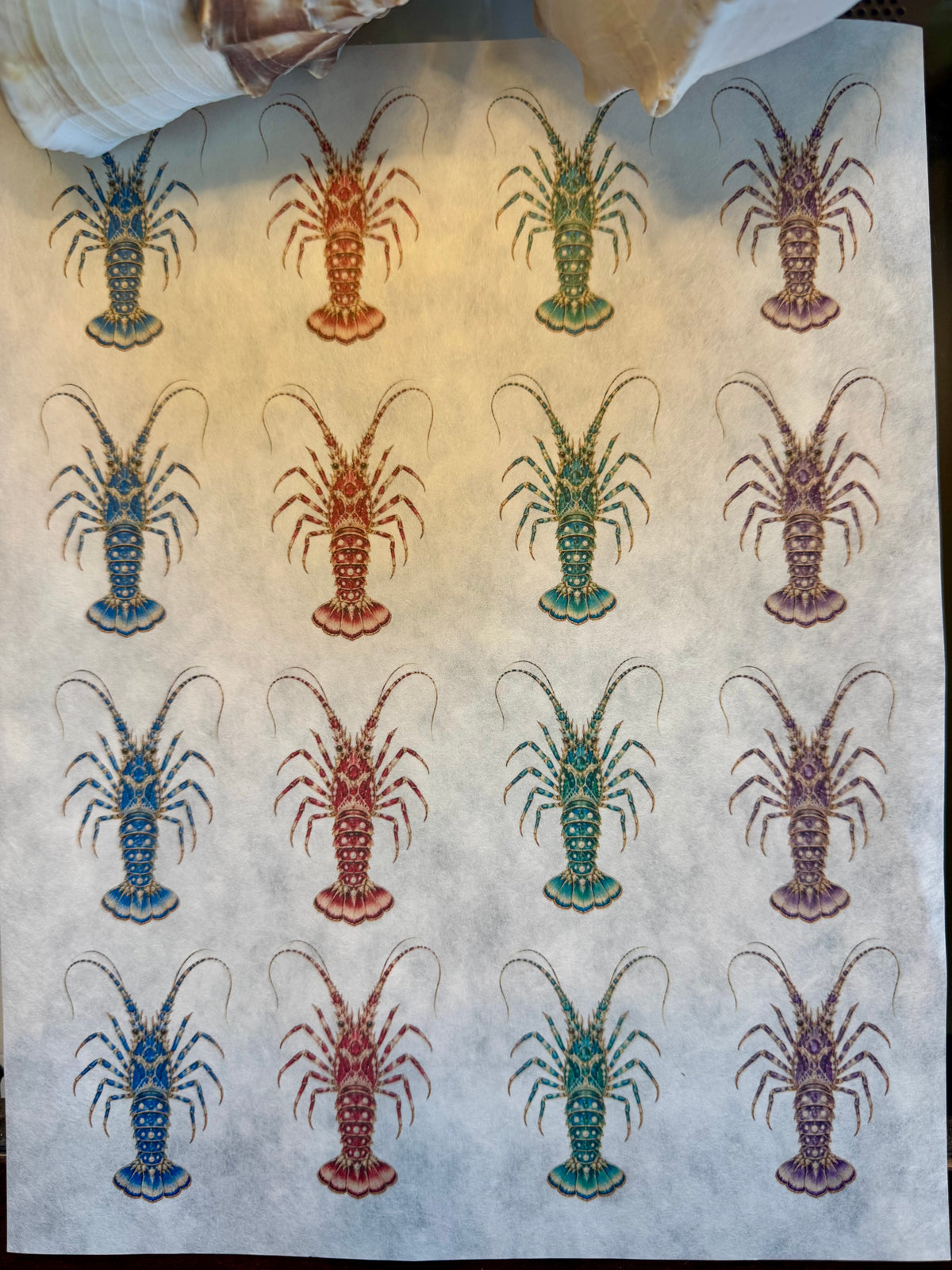 Florida Bejeweled Lobster 2 Decoupage Rice Paper