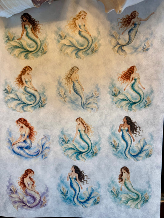 Coastal Mermaids Decoupage Rice Paper