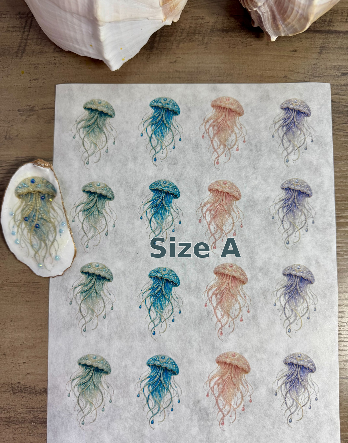 Bejeweled Coastal Jellyfish Decoupage Rice Paper