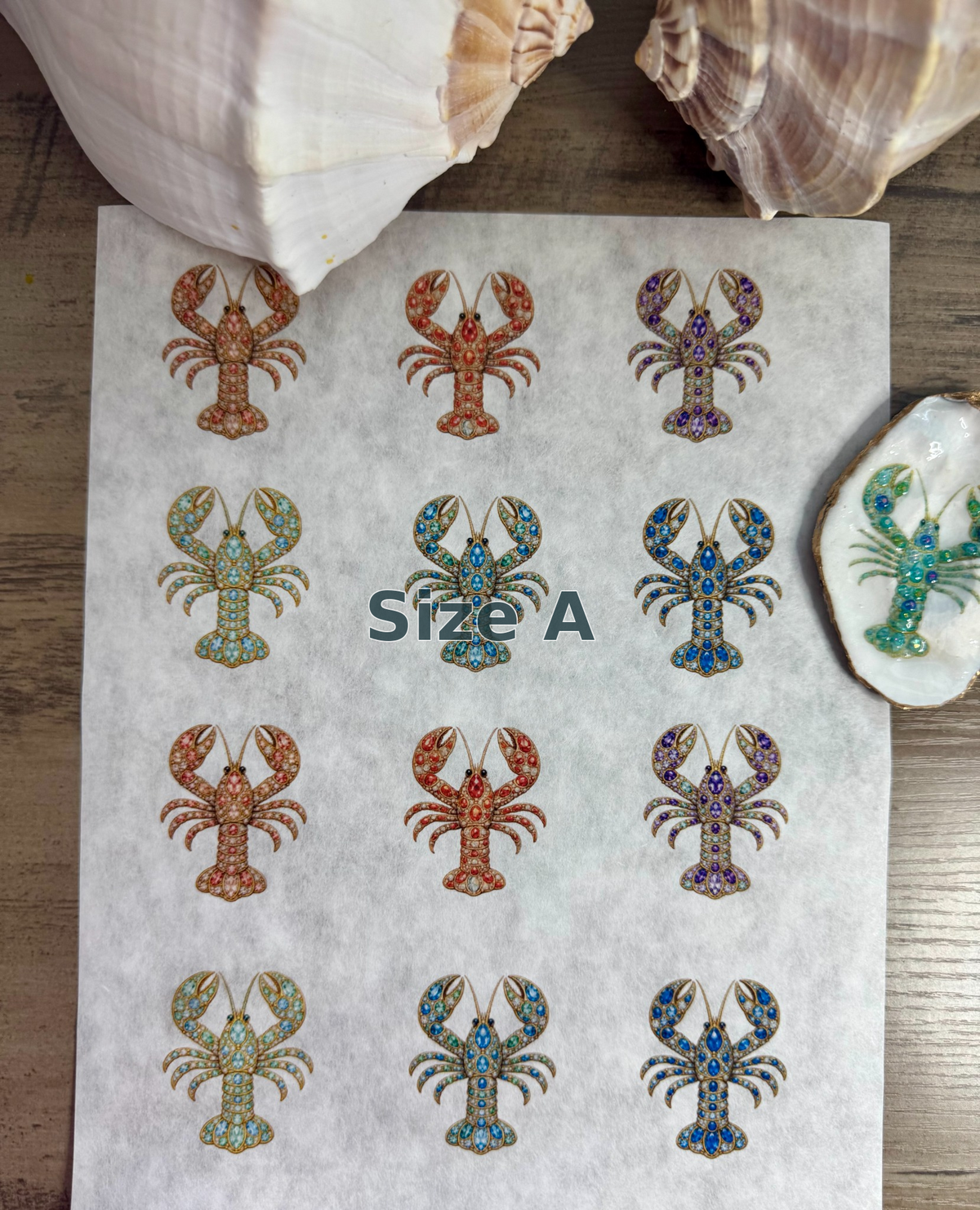 Bejeweled Coastal Lobster Decoupage Rice Paper