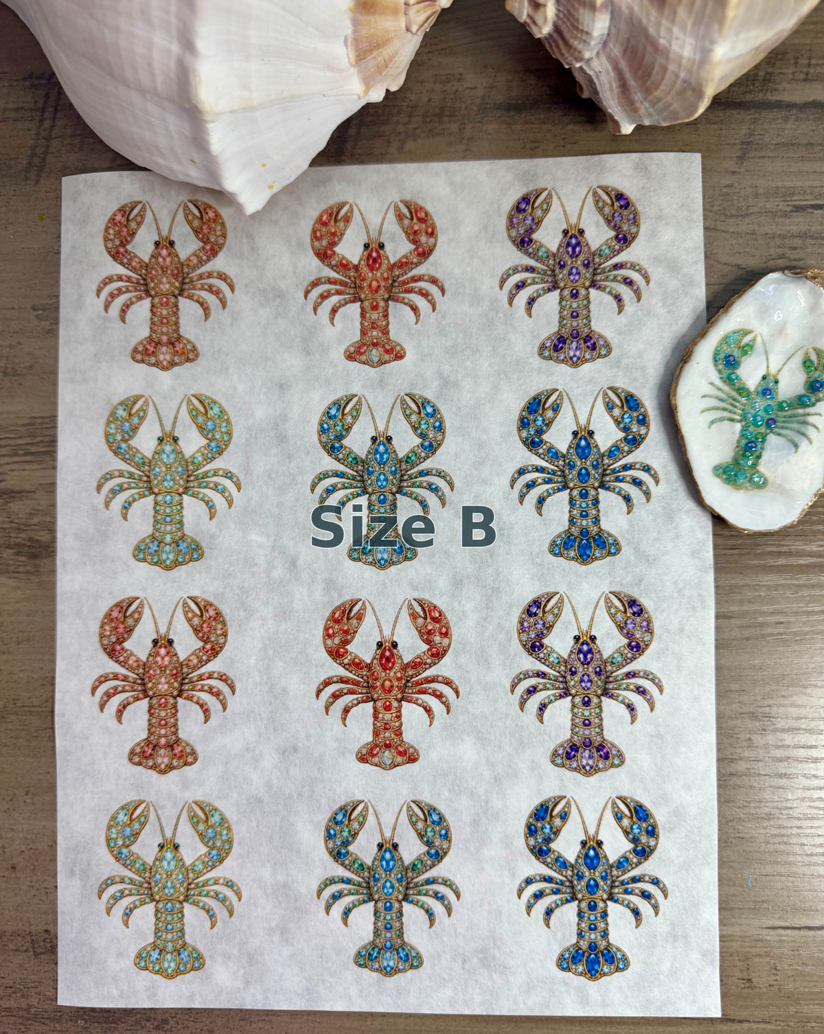 Bejeweled Coastal Lobster Decoupage Rice Paper