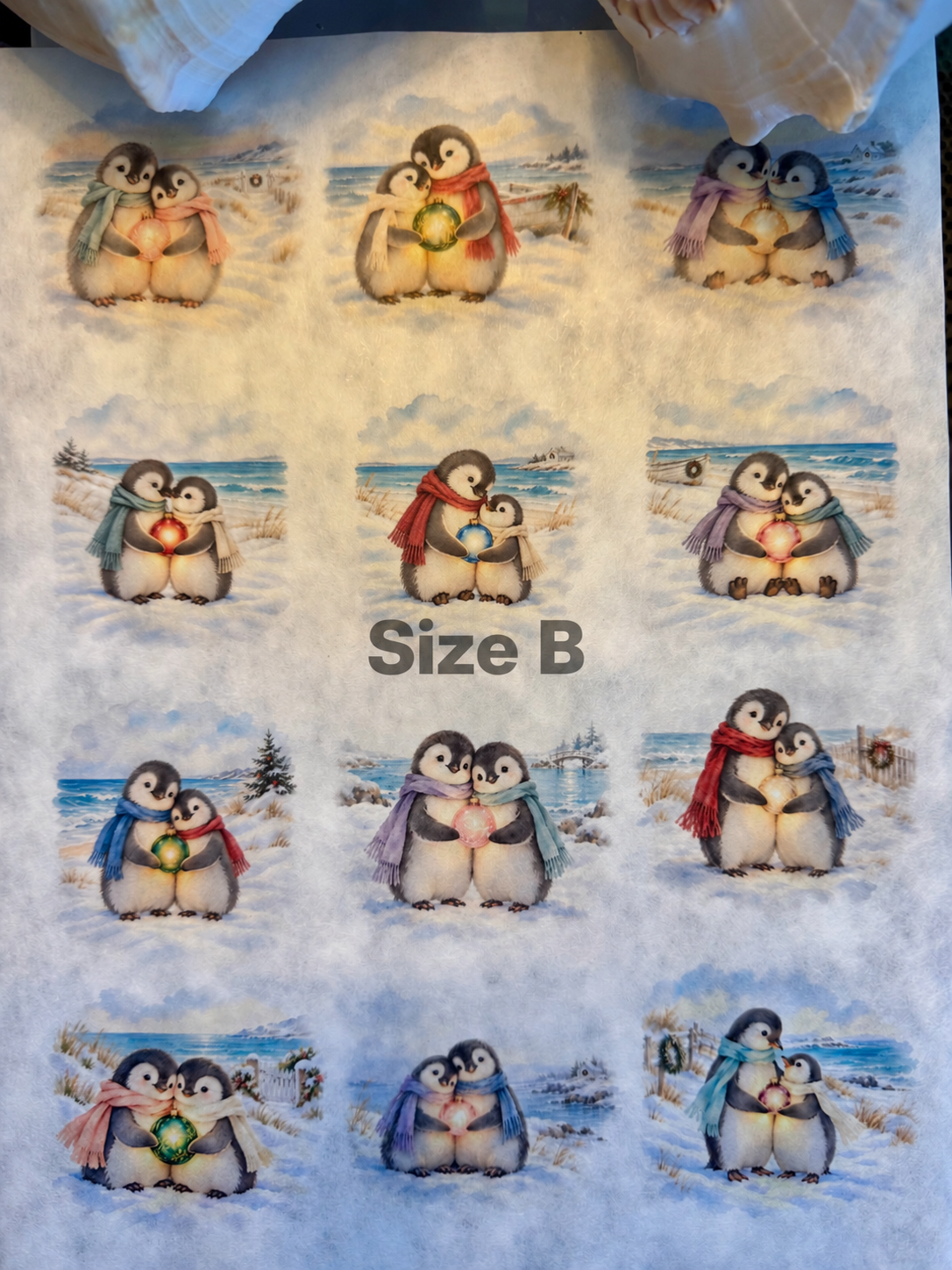 Coastal Christmas Penguin Duo Decoupage Paper