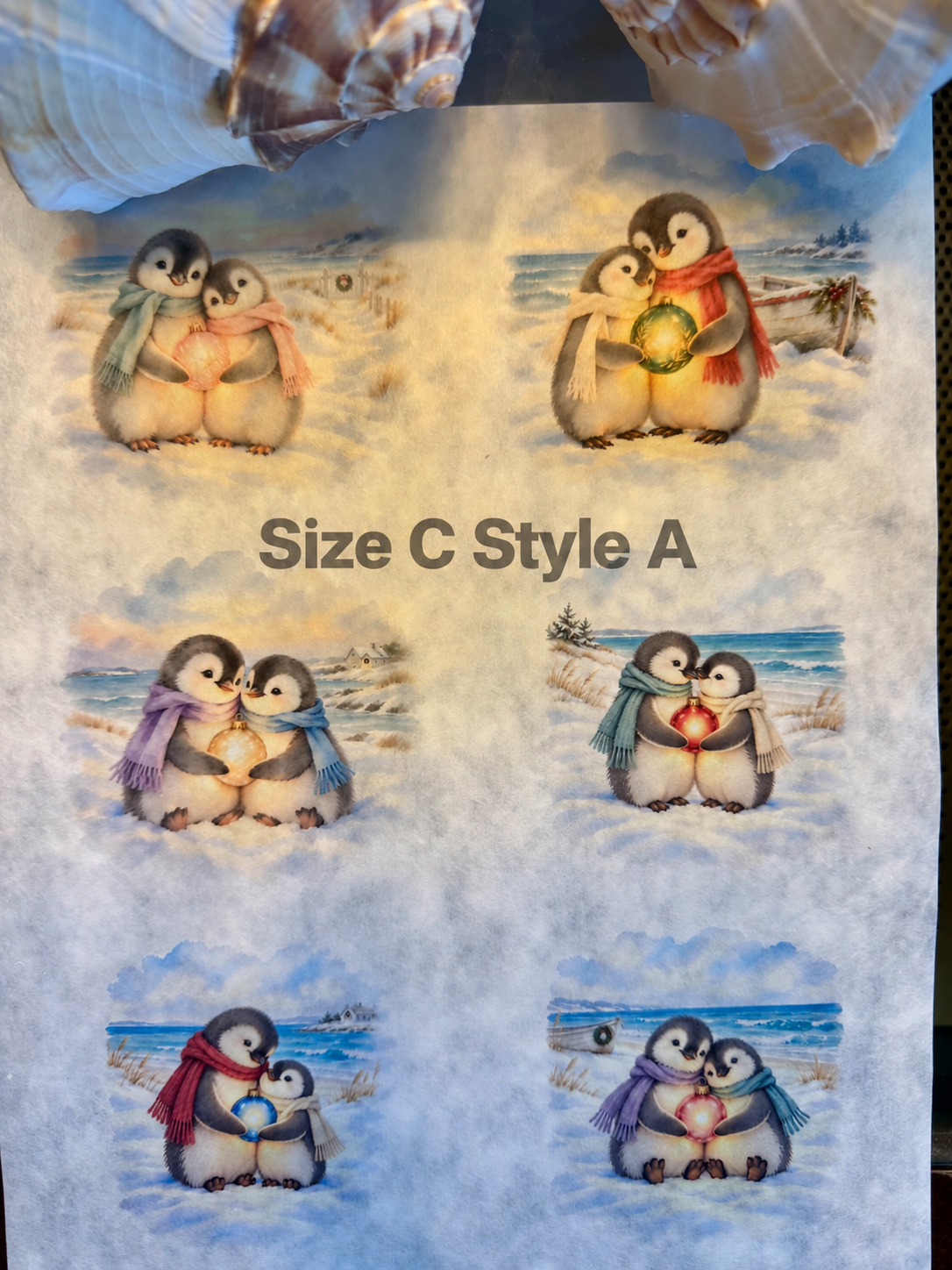 Coastal Christmas Penguin Duo Decoupage Paper