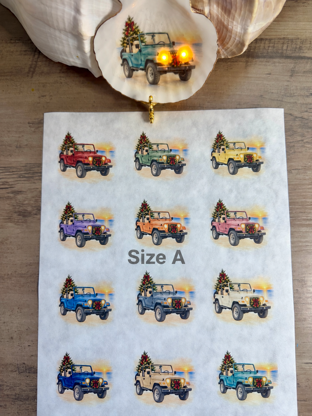Coastal Christmas Utility Vehicle Glow Decoupage Paper
