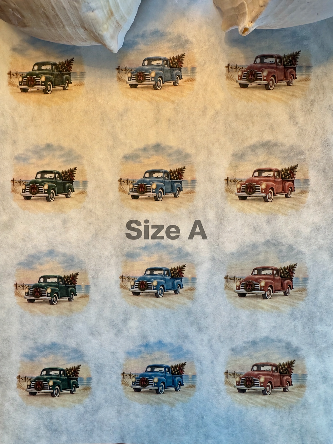 Coastal Glow Christmas Truck Decoupage Paper