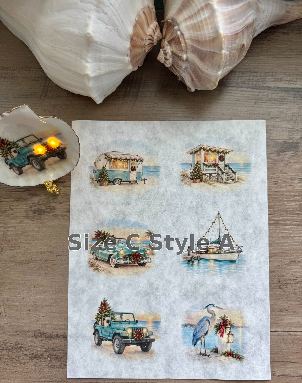 Coastal Christmas Glow Decoupage Paper