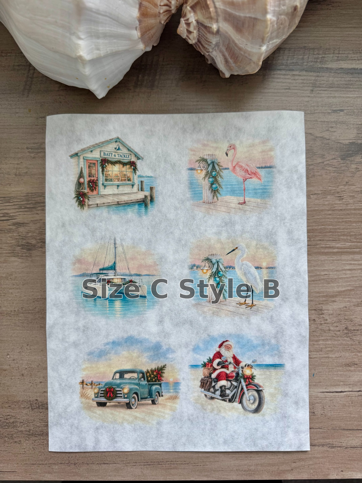 Coastal Christmas Glow Decoupage Paper
