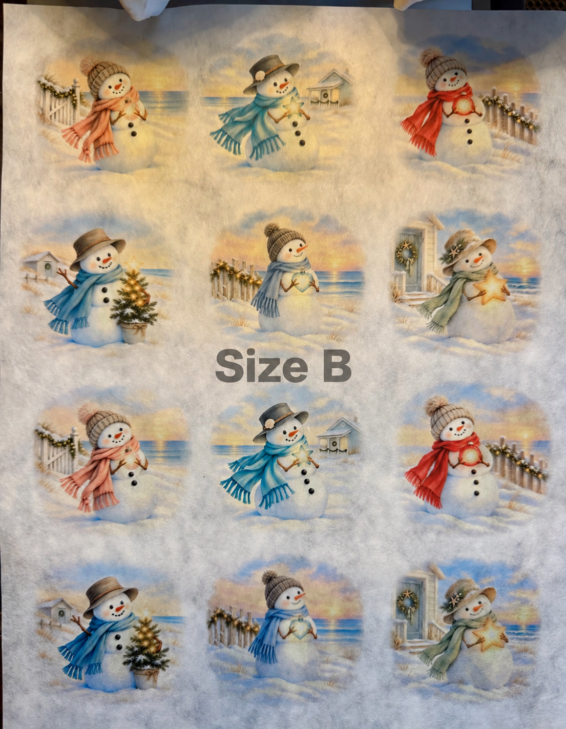 Coastal Glow Snowman Decoupage Paper